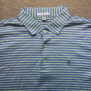 Peter Millar Crown Crafted Bass Polo Men's Large Green Purple Golf Athletic